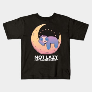 Funny Gift I'm Not Lazy Just Saving Energy Mode Sloth Kids T-Shirt